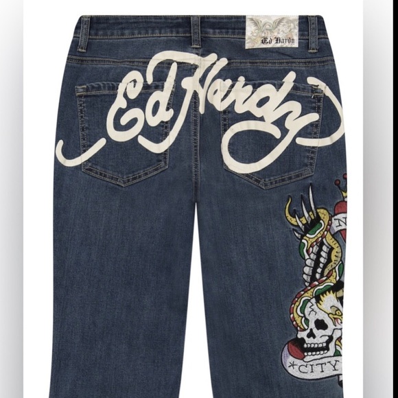 Ed Hardy NYC EAGLE SLIM FLARE medium vintage wash JEANs‎ size 30 new - Picture 1 of 3